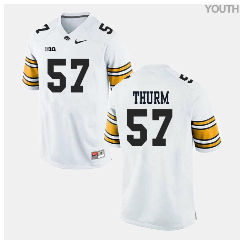 Youth Iowa Hawkeyes NCAA #57 Clayton Thurm White Authentic Nike Alumni Stitched College Football Jersey QS34M50OS
